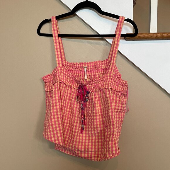 Free People Picnic Party Cropped Tank Top sz M - Picture 4 of 6
